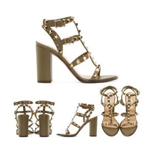 Valentino Green Strappy Studded Heels